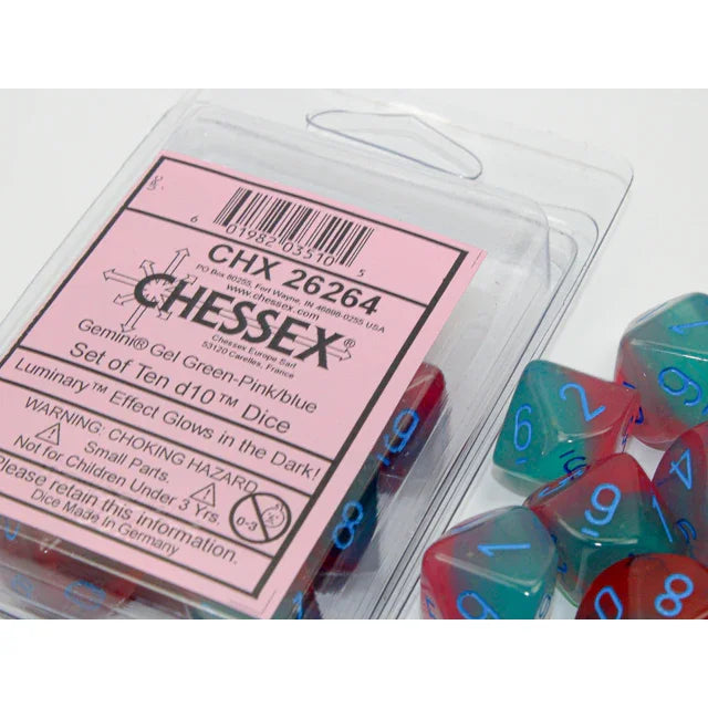CHX 26264 Gemini Gel Green-Pink/blue Luminary Set of 10 d10s