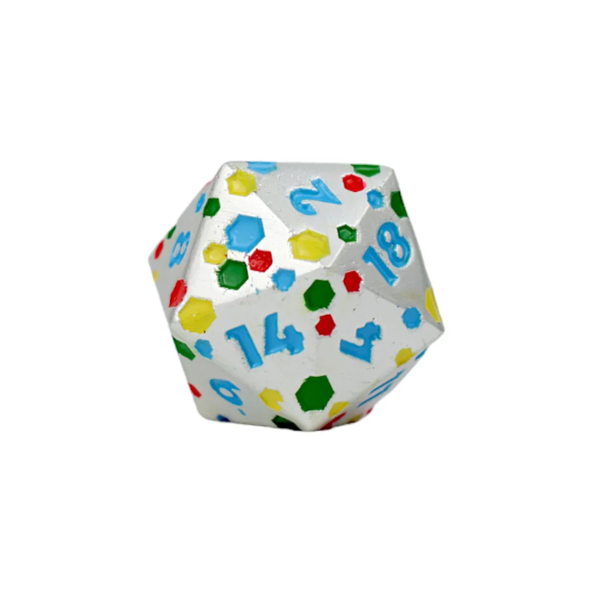 LPG Dice RPG Set Inscripted Hex Rainbow White