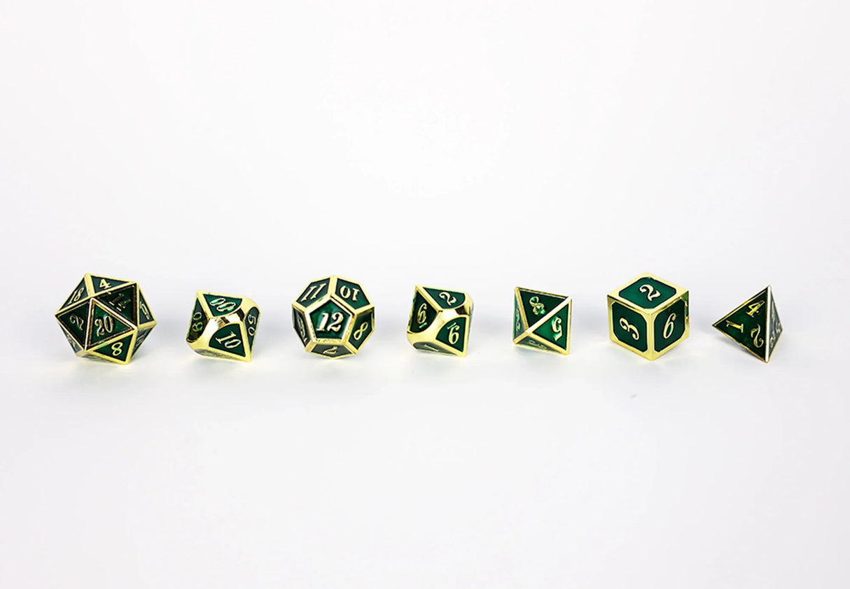 LPG Dice RPG Set Serif Green/Gold