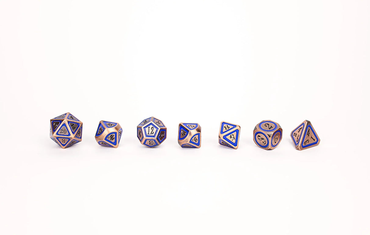 LPG Dice RPG Set Concentric Blue/Black/Brass