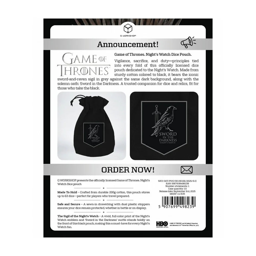 Q Workshop - Game of Thrones - Nights Watch - Dice Pouch