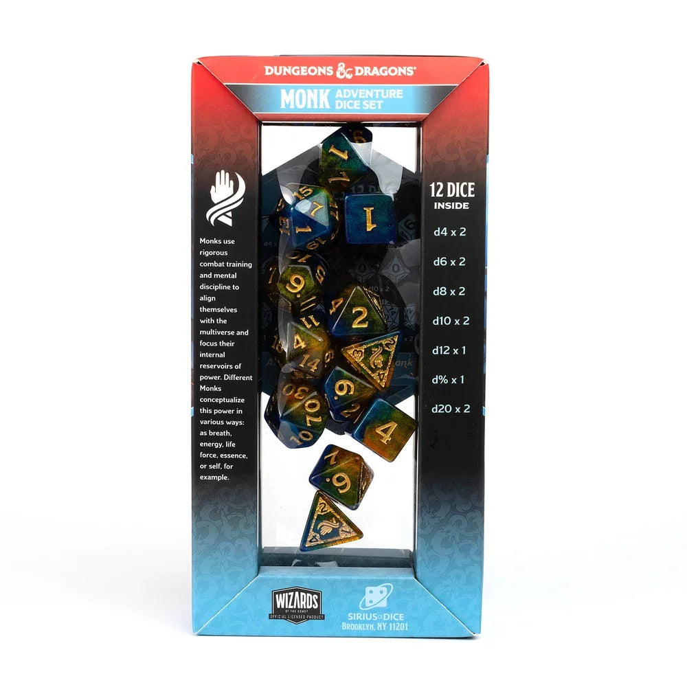 Sirius Dice - D&D Adventure Dice - Monk - Blue
