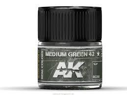 AK Interactive Real Colors - Acrylic Lacquer Paint 10ml bottle - MEDIUM GREEN 42