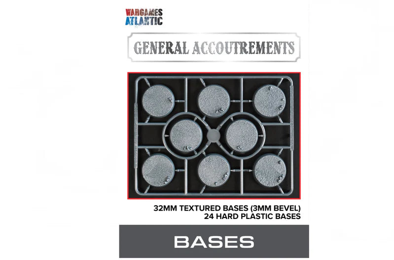 Wargames Atlantic: General Accoutrements - 32mm Textured Bases (3mm Bevel)