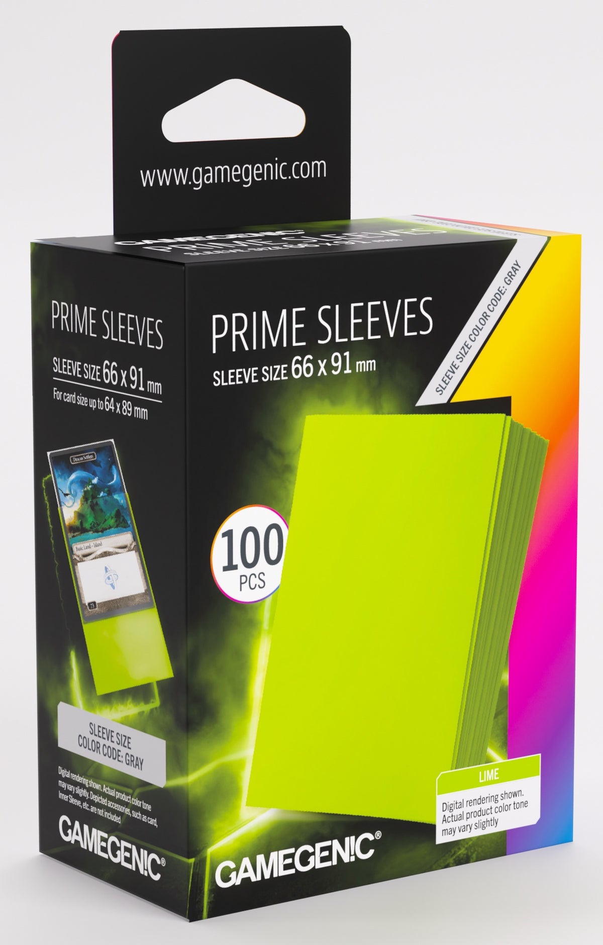 Gamegenic Prime Card Sleeves Lime (66mm x 91mm) (100 Sleeves Per Pack)