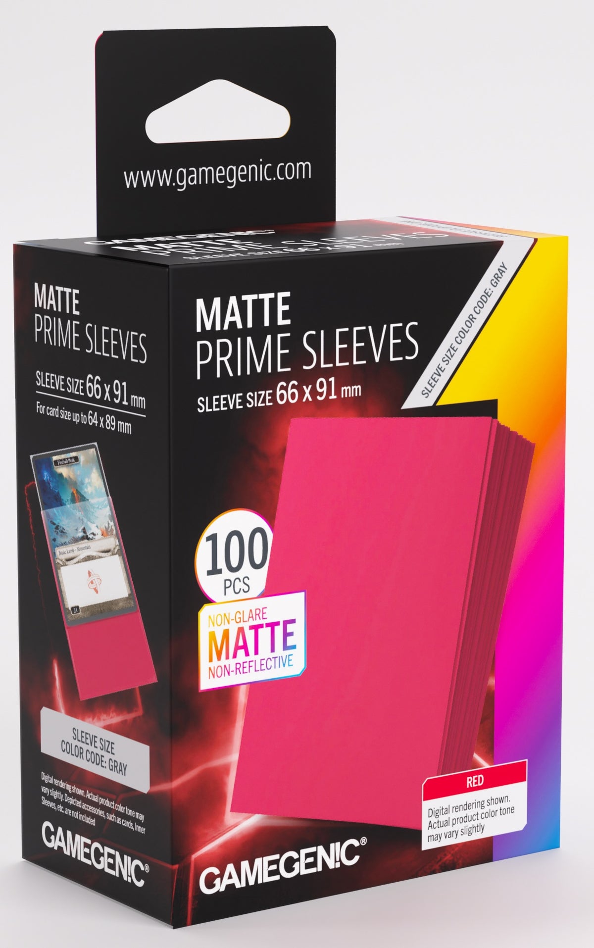 Gamegenic Matte Prime Card Sleeves Red (66mm x 91mm) (100 Sleeves Per Pack)