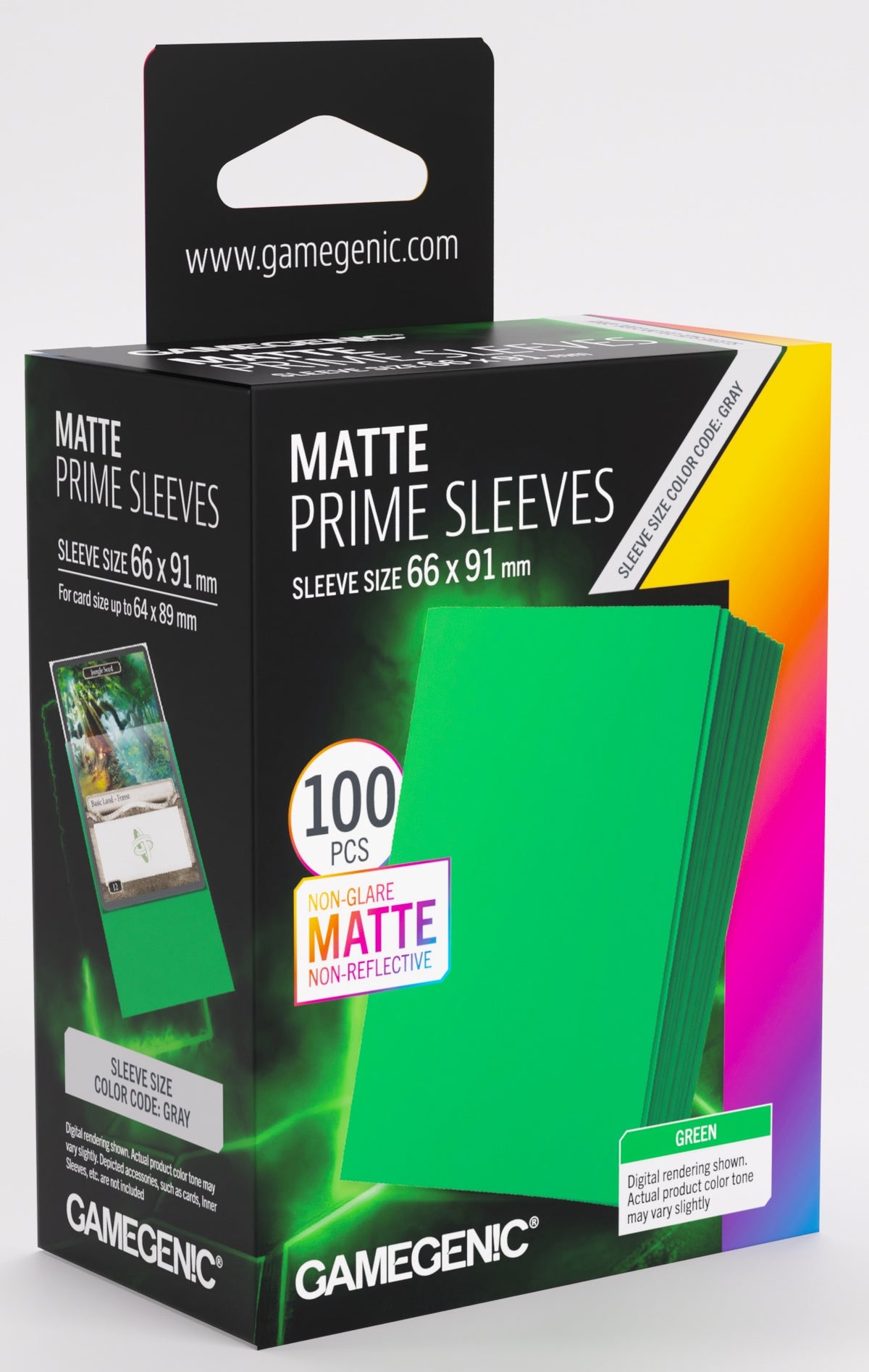 Gamegenic Matte Prime Card Sleeves Green (66mm x 91mm) (100 Sleeves Per Pack)