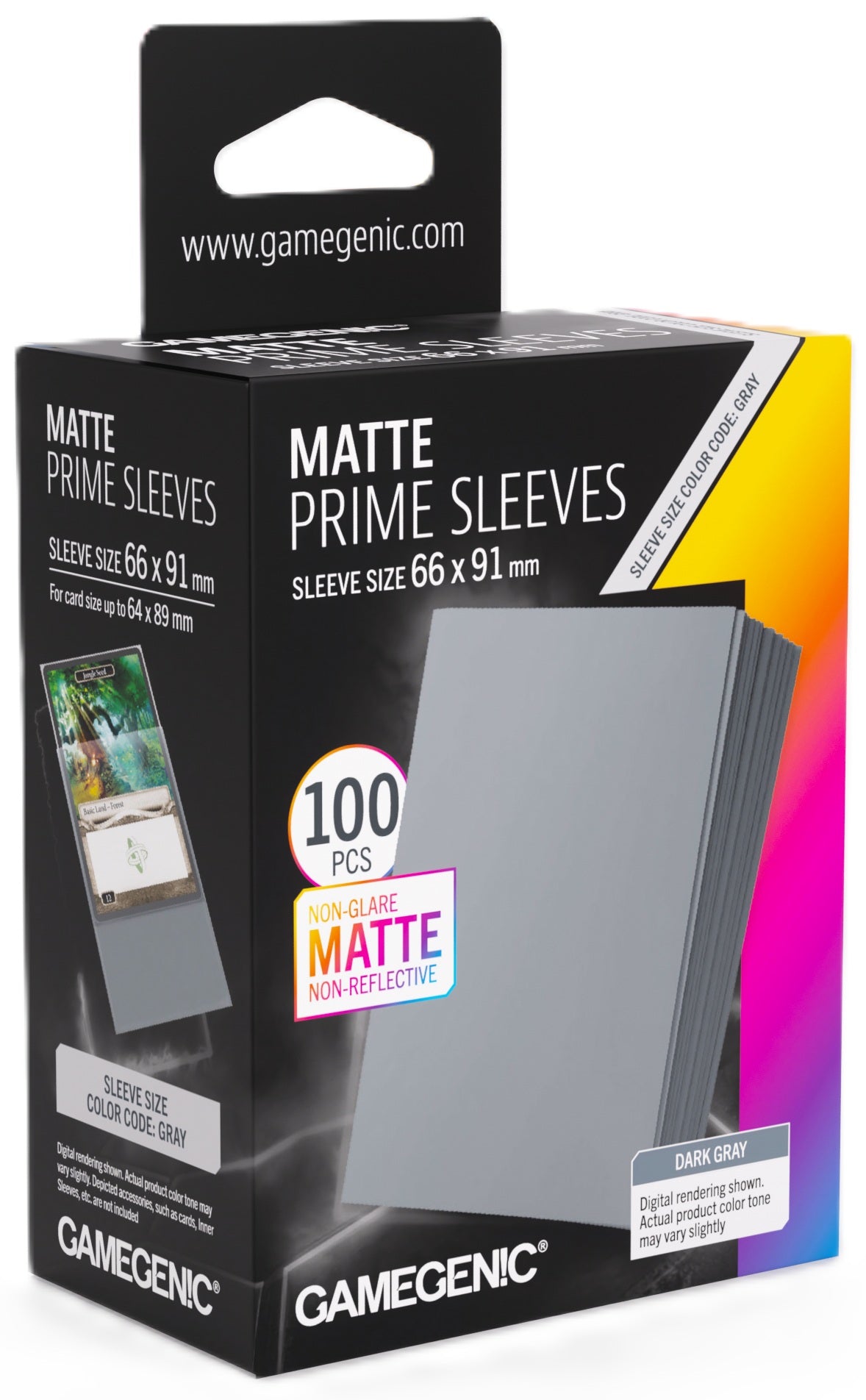 Gamegenic Matte Prime Card Sleeves Dark Gray (66mm x 91mm) (100 Sleeves Per Pack)