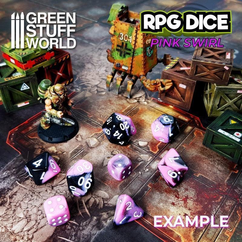 5x D20 20mm Dice - Pink Swirl - Gap Games
