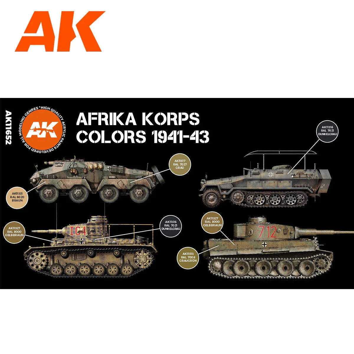 AK Interactive AFV Series: Afrika Korps Acrylic Paint Set 3rd Generation