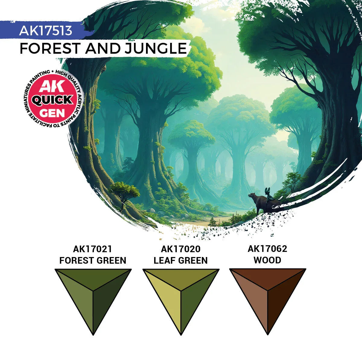AK Interactive Quick Gen: Forest & Jungle Acrylic Paint Set (3 Colours)