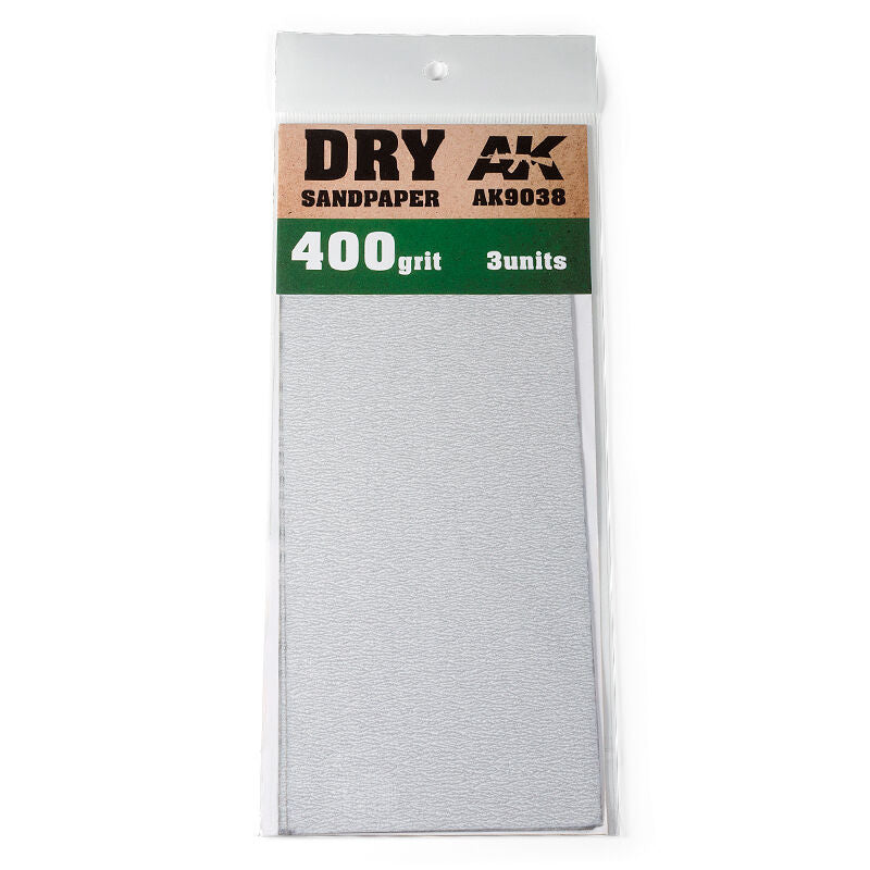 AK Interactive - Dry Sandpaper 400 Grit. 3 units