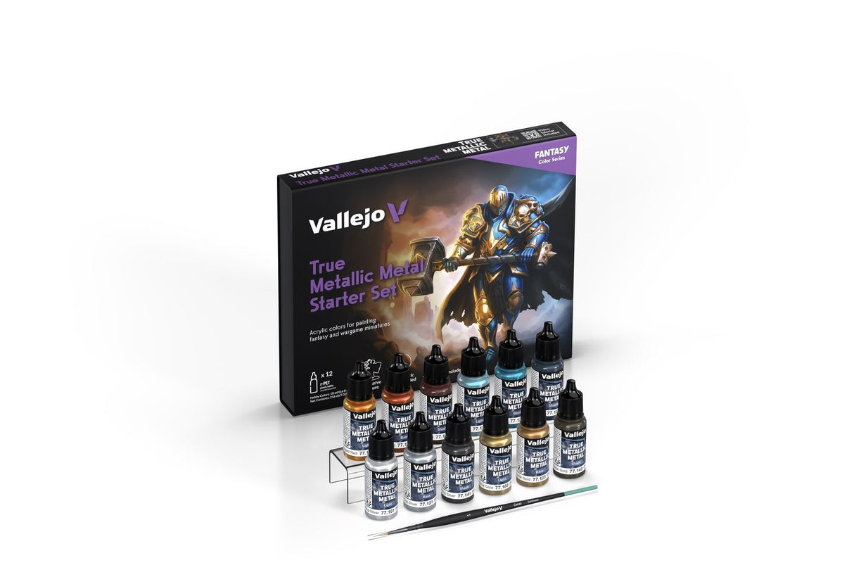 Vallejo True Metallic Metal Starter Set - 12 Colour Paint Set - Pre-Order