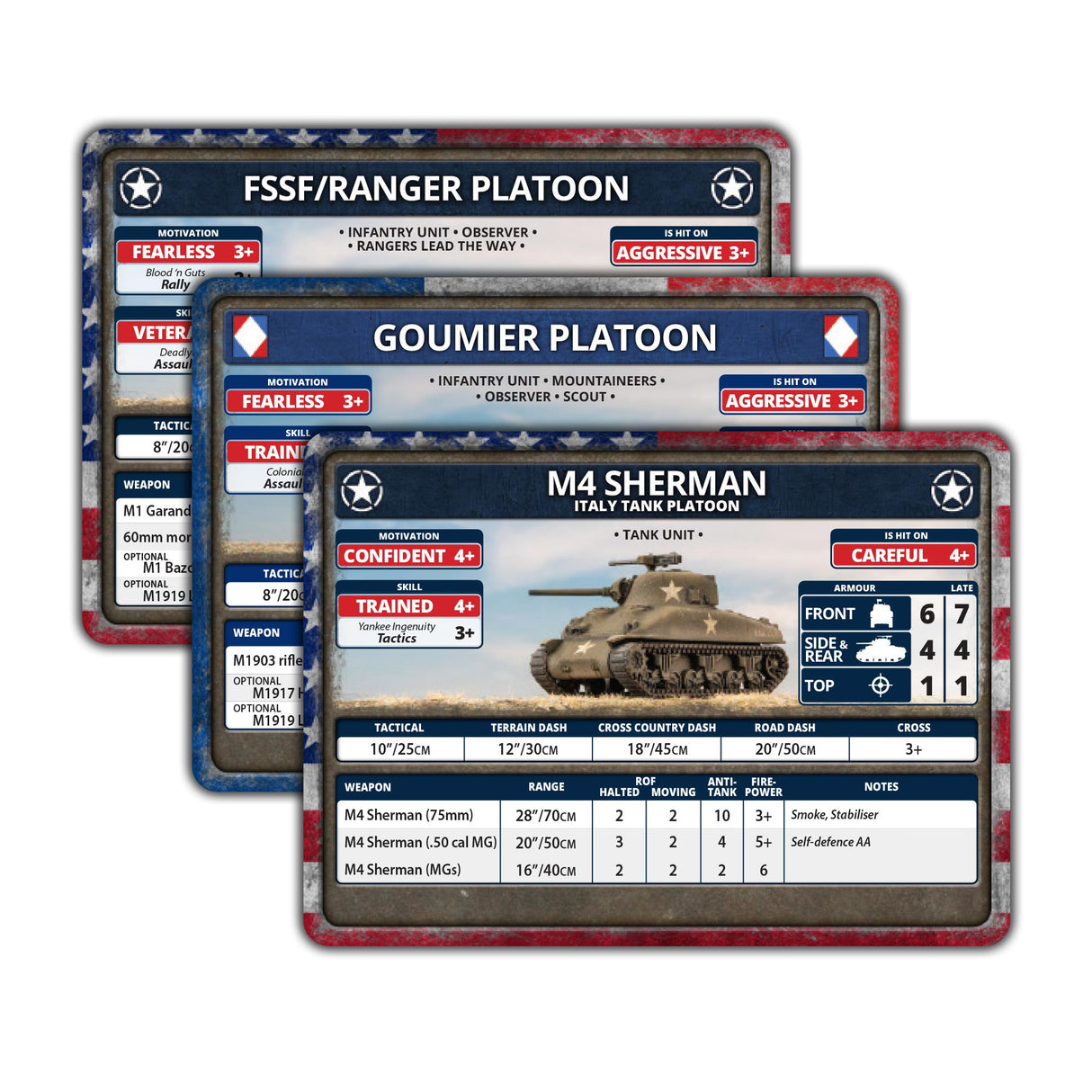 Flames of War: American: Liberation of Italy American & French Unit Cards (x69 Cards)