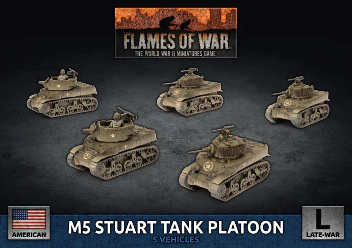 Flames of War: Americans: M5 Stuart Light Tank Platoon (x5 Plastic)