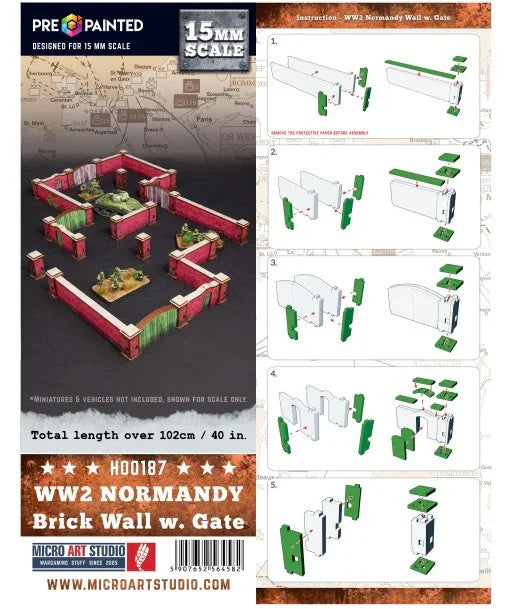 Micro Art Studio - WW2 Normandy Brick Wall (Pre-painted 15mm)