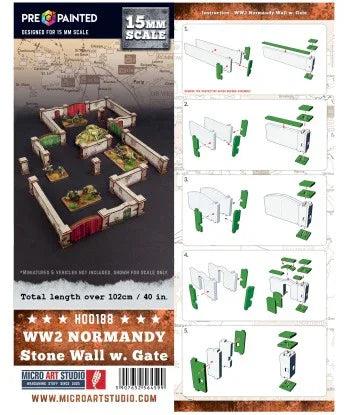 Micro Art Studio - WW2 Normandy Stone Wall (Pre-painted 15mm)