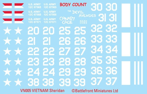 Flames of War: Vietnam: Sheridan Decal Sheet