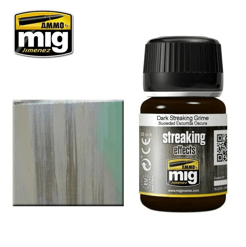Ammo by MIG Enamel Streaking Effects Dark Streaking Grime 35ml - Gap Games