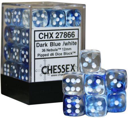 CHX 27866 Nebula 12mm d6 Dark Blue/White Block (36) - Gap Games