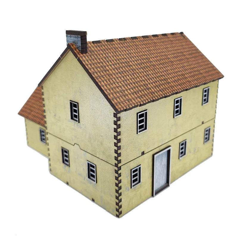 Battlefield Accessories: Double Story House 2 - Ochre render - 28mm (TTR)