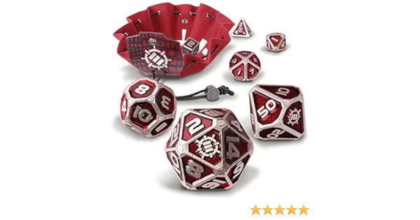 Enhance Tabletop Collector's - 7pc Metal RPG Dice Set - Red