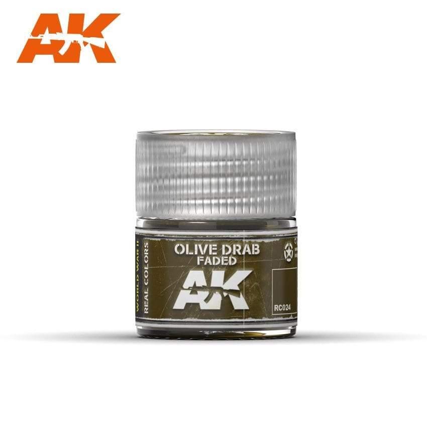 AK Interactive Real Colors - Acrylic Lacquer Paint 10ml bottle - Olive Drab Faded