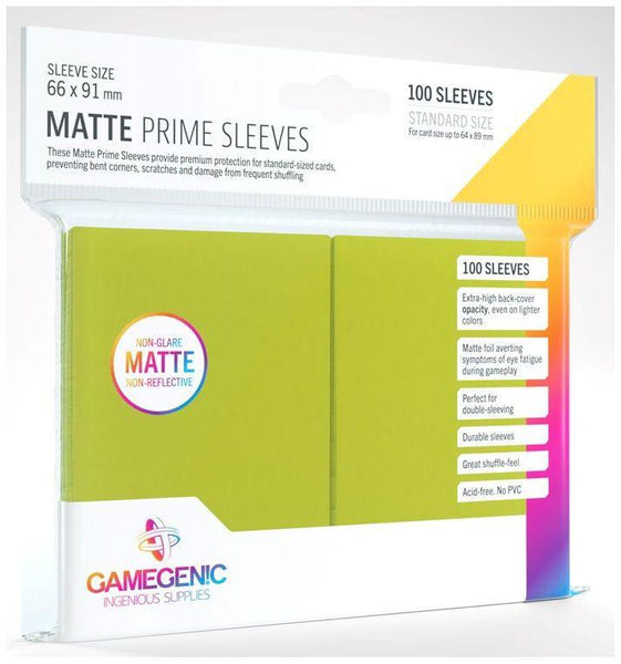 Gamegenic Matte Prime Card Sleeves Lime (66mm x 91mm) (100 Sleeves Per Pack) - Gap Games