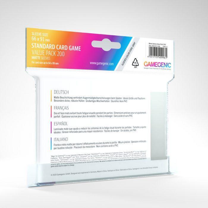 Gamegenic Matte Standard Card Game Sleeve Value Pack 200 - Gap Games