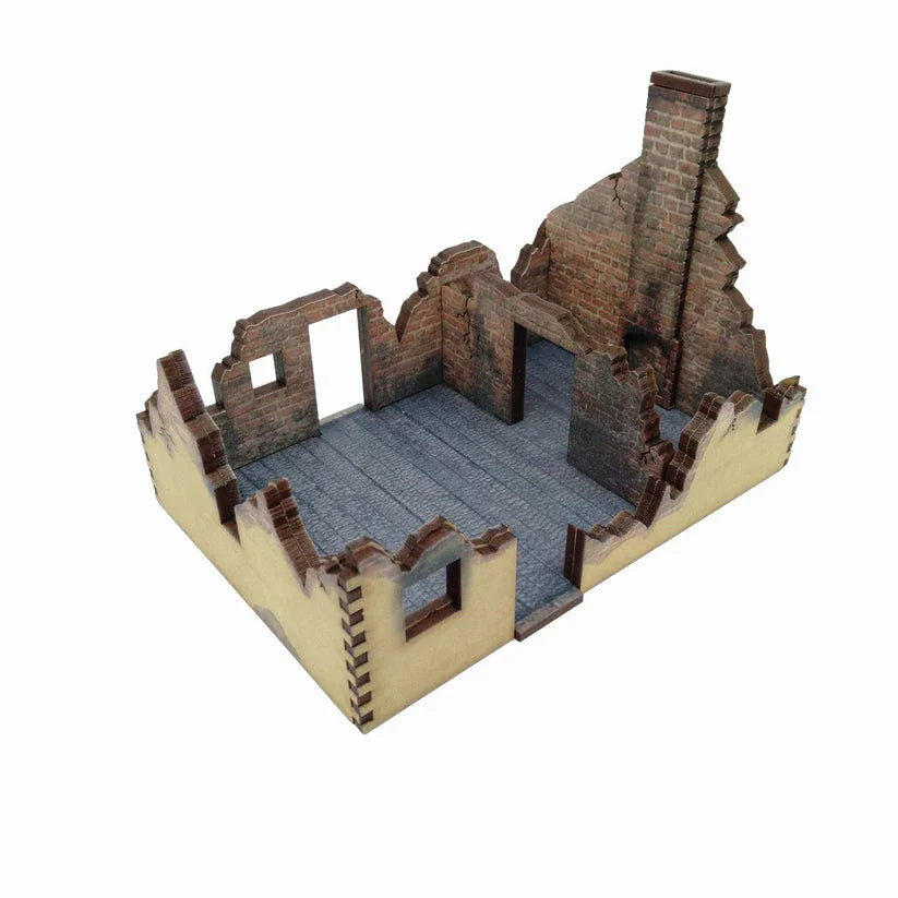 Battlefield Accessories: Ruined Village House 2 Yellow - 28mm (TTR)
