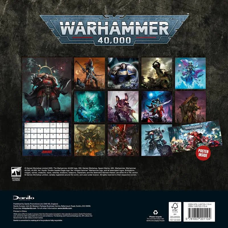 2027 Warhammer 40000 Wall Calendar