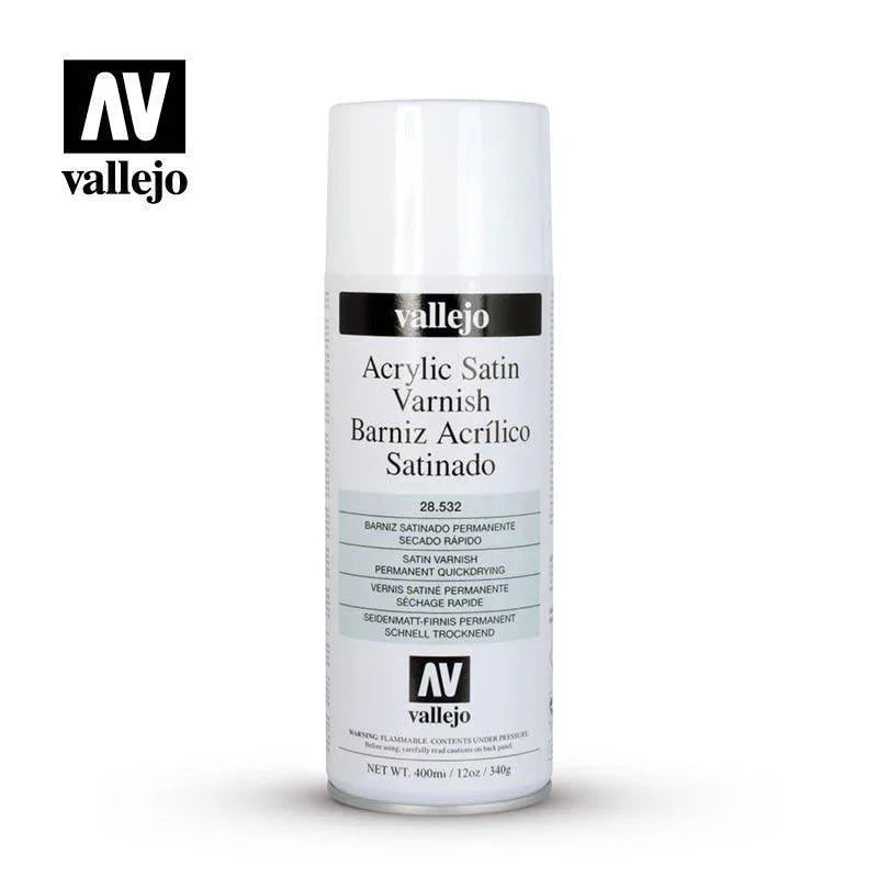 Vallejo 28532 Aerosol Satin Varnish 400ml Hobby Spray Paint - PICKUP INSTORE ONLY - Gap Games