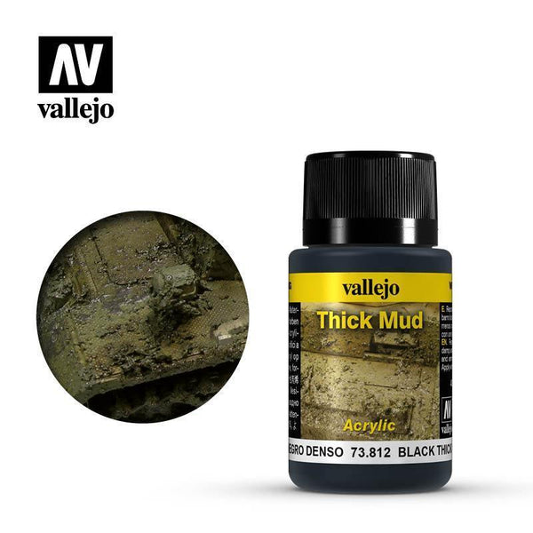 Vallejo 73812 Weathering Effects - Black Thick Mud 40 ml - Gap Games