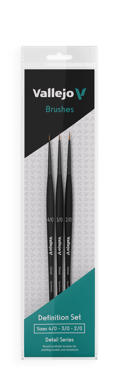 Vallejo Brushes - Detail - Definition Set - Synthetic fibers (Sizes 4/0; 3/0 & 2/0) - Gap Games