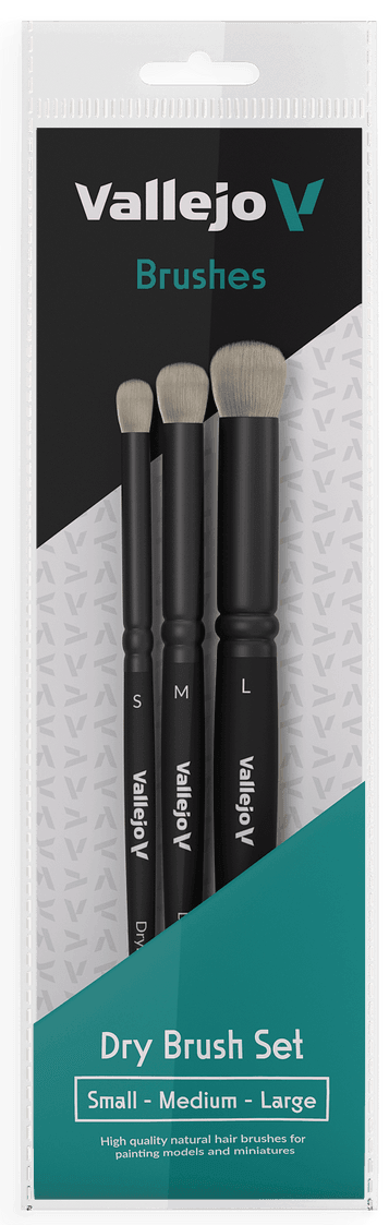 Vallejo Brushes - Dry Brush - Dry Brush Set - Natural Hair (S, M & L) - Gap Games