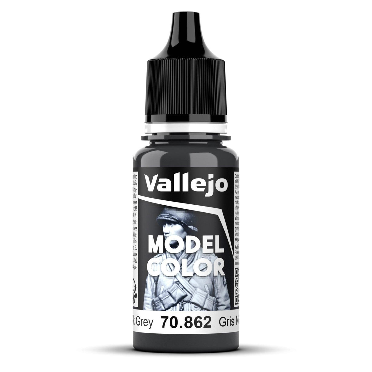 Vallejo Model Colour #185 - Black Grey - 18 ml Matt Acrylic Paint - Gap Games