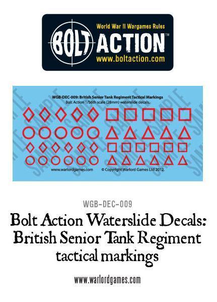 Bolt Action: British Senior Tank Regiment tactical markings decal sheet