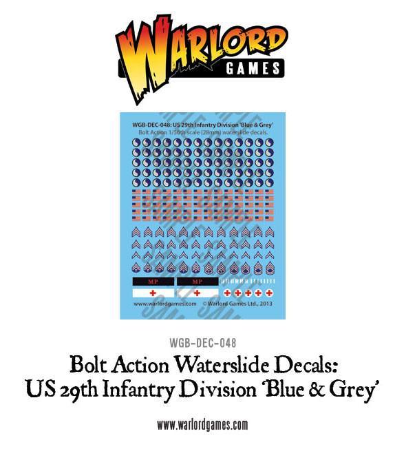 Bolt Action: US 29th Infantry Division 'Blue & Grey' decal sheet