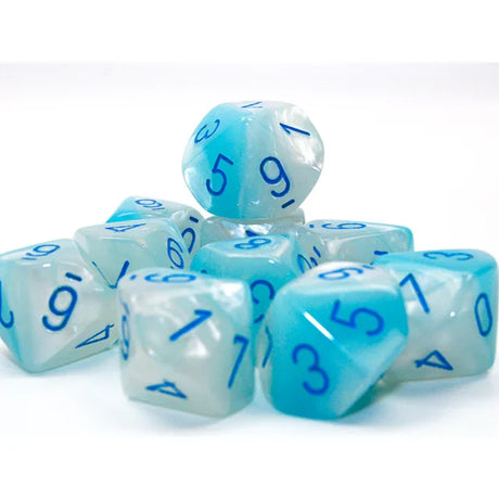 CHX 26265 Gemini Pearl Turquoise-White/blue Luminary Set of 10 d10s