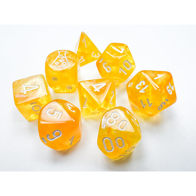 CHX 30053 Borealis Canary/white Luminary Polyhedral 7-Dice Set (with bonus die)