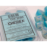 CHX 26265 Gemini Pearl Turquoise-White/blue Luminary Set of 10 d10s