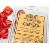 CHX 26268 Gemini Translucent Red-Yellow/gold Set of 10 d10s