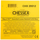 CHX 29512 Bag of 50 Assorted Loose Gemini Polyhedral d12