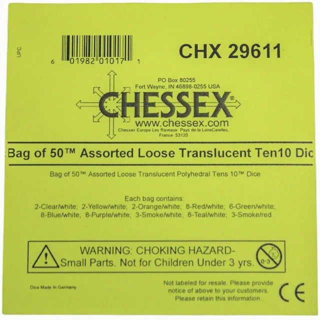 CHX 29610 Translucent Bag of 50 Assorted Polyhedral Tens 10