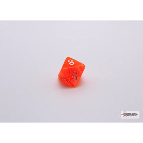 CHX 30060 Translucent Neon Orange/white Polyhedral 7-Dice Set (with bonus die)