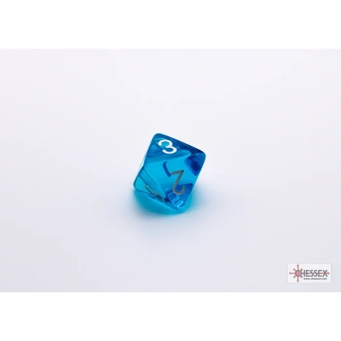 CHX 30063 Translucent Tropical Blue/white Polyhedral 7-Dice Set (with bonus die)