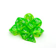 CHX 30062 Translucent Rad Green/white Polyhedral 7-Dice Set (with bonus die)
