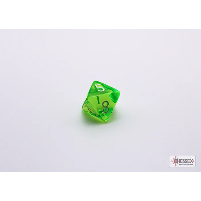 CHX 30062 Translucent Rad Green/white Polyhedral 7-Dice Set (with bonus die)