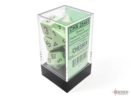 CHX 25465 Opaque Polyhedral Pastel Green/black 7-Die Set
