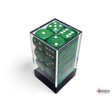 CHX 25605 Opaque Green/white 16mm d6 Dice Block (12 dice)